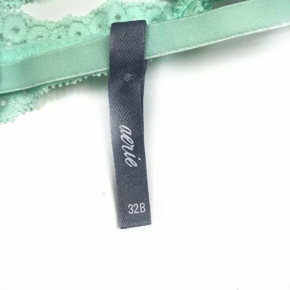 Aerie Lace Bralette Womens 32B Mint Green Underwire Romantic Feminine Minimalist - Picture 3 of 3